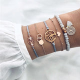 NEWBUY 23 Style Mix Turtle Heart Pearl Wave LOVE Crystal Marble Charm Bracelets for Women Boho Tassel Bracelet Femme Bijoux