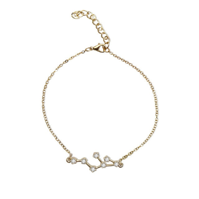 QIAMNI 12 Star Zodiac Signs Constellation Horoscope Crystal Astrology Galaxy Bracelet Bangle Jewelry Birthday Friendship Gift